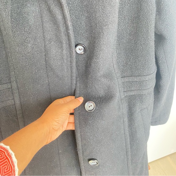JONES NEW YORK - Cashmere & Wool Warm Timeless Black Long Pea Coat - size 12 - Picture 12 of 16